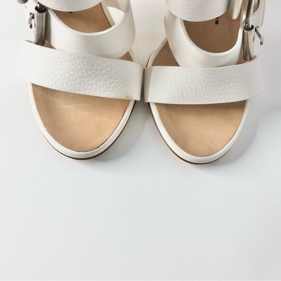 Giuseppe Zanotti Strappy Buckle White Leather Heeled Sandals 37 - Picture 7 of 10